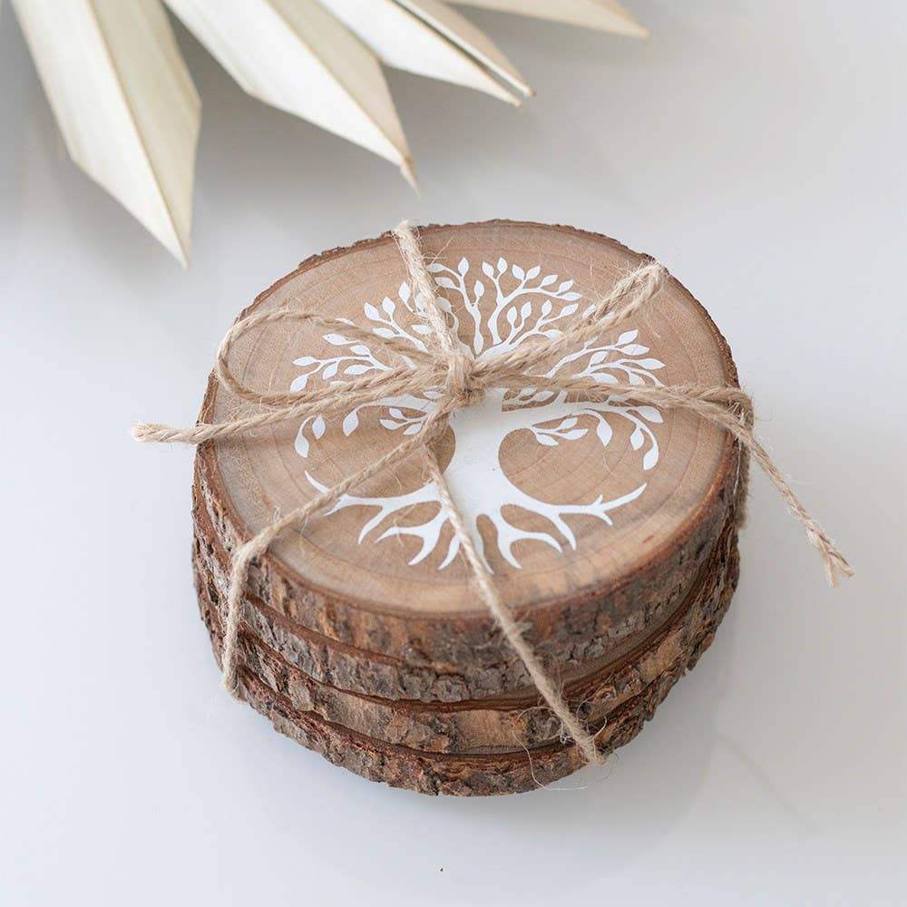 Tree of Life Wood Slice Coaster Set - Olleke Wizarding Shop Amsterdam