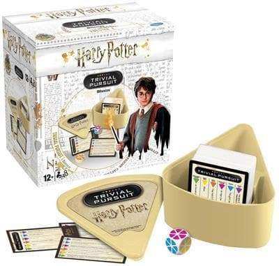 Harry Potter Trivial Pursuit toy game by Winning Moves, featuring colorful game board and question cards related to Harry Potter.