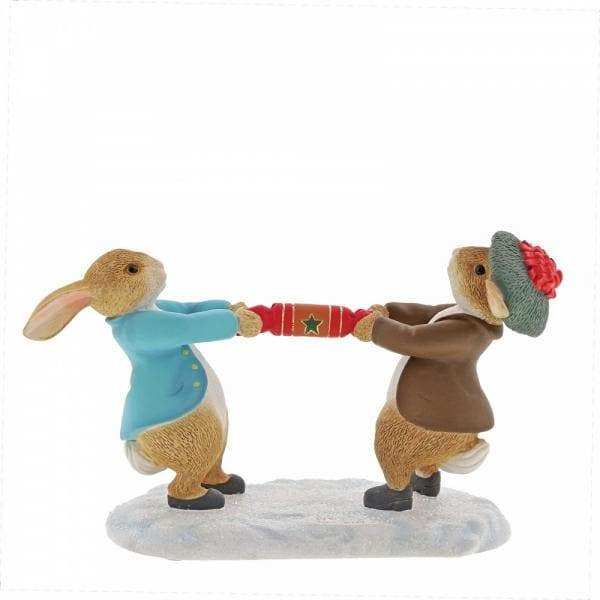 Peter Rabbit and Benjamin Pulling a Cracker Figurine - Olleke Wizarding Shop Amsterdam Brugge London