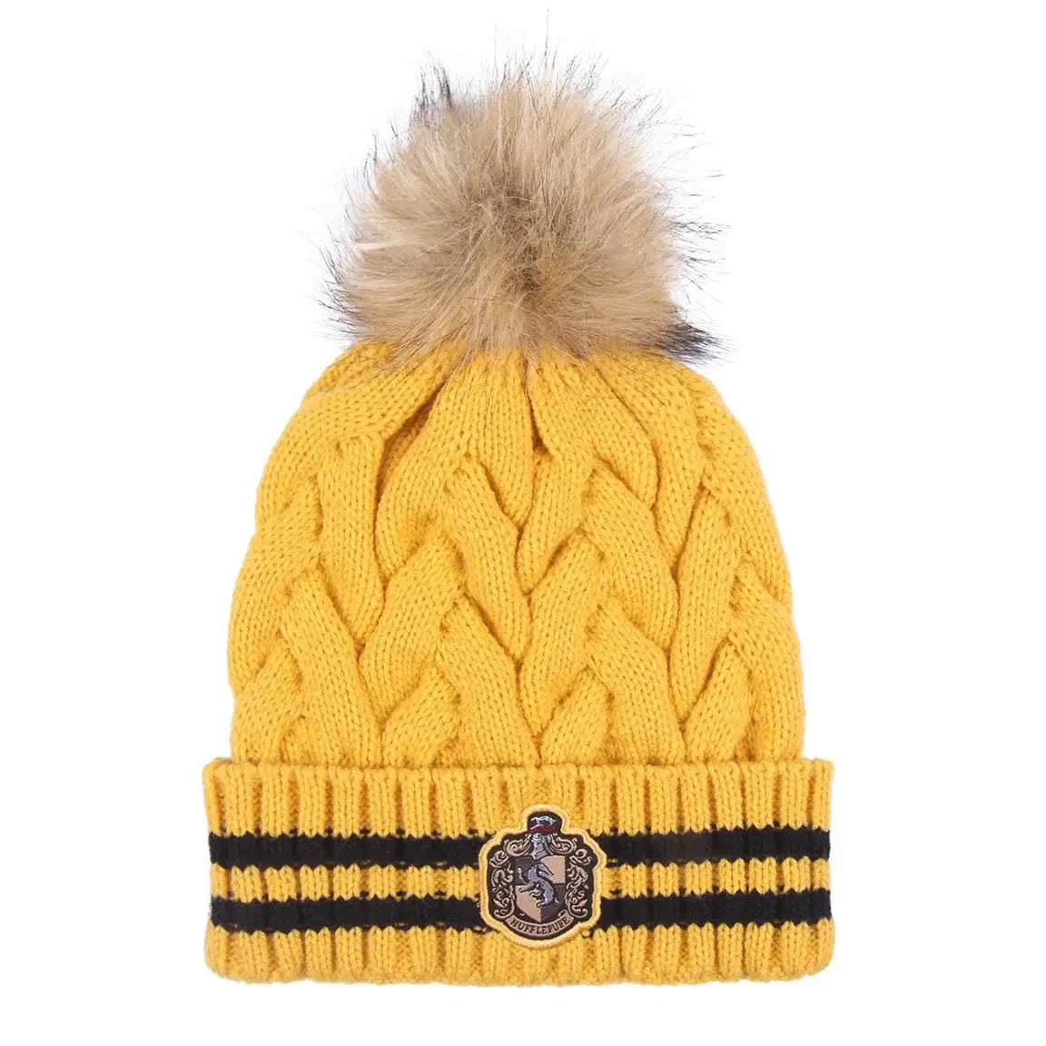 Harry Potter hat tricot pom pom Hufflepuff - Olleke Wizarding Shop Amsterdam