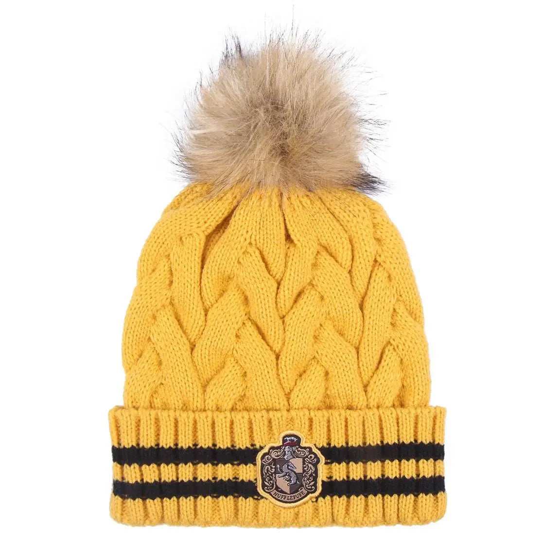 Harry Potter hat tricot pom pom Hufflepuff - Olleke Wizarding Shop Amsterdam
