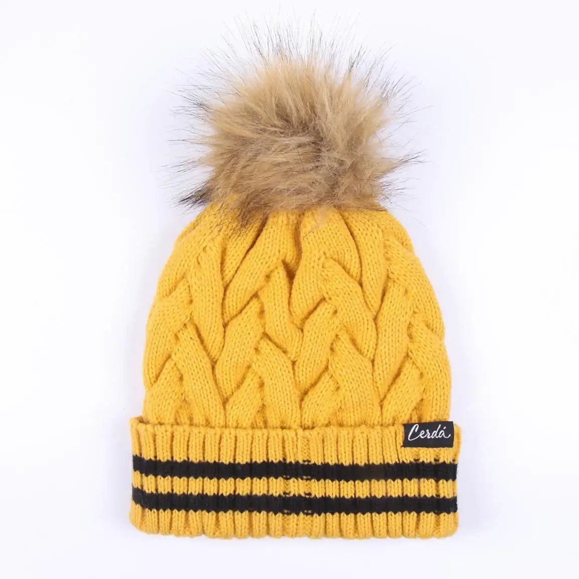 Harry Potter hat tricot pom pom Hufflepuff - Olleke Wizarding Shop Amsterdam