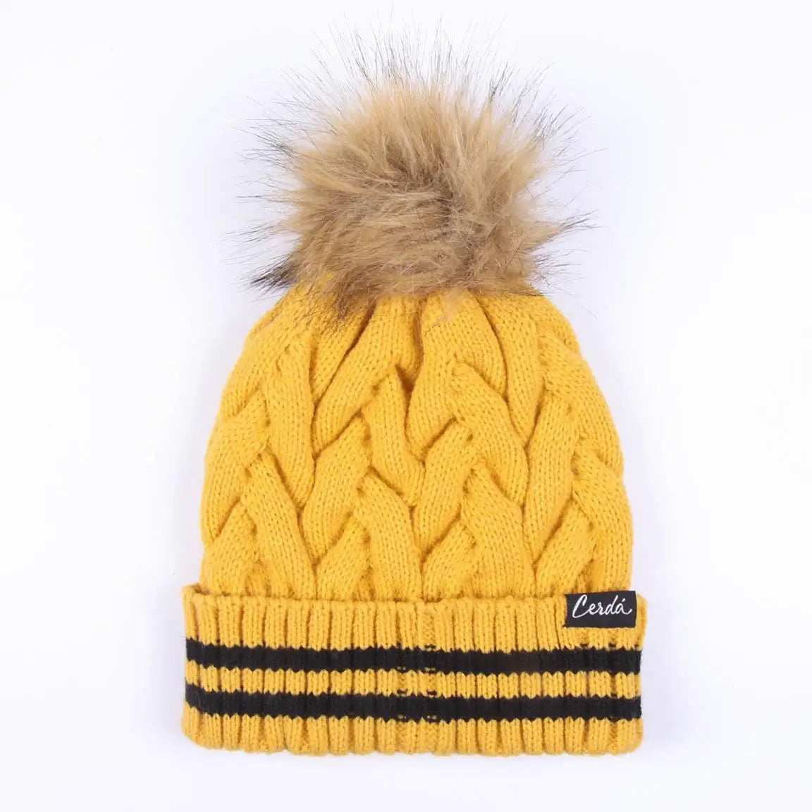 Harry Potter hat tricot pom pom Hufflepuff - Olleke Wizarding Shop Amsterdam