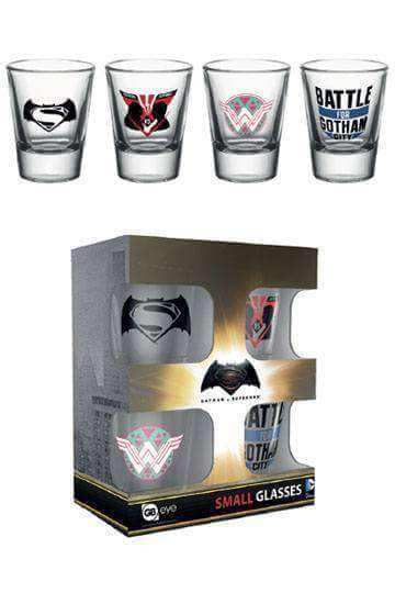 Batman v Superman Dawn of Justice Shotglass 4-Pack Mix - Olleke Wizarding Shop Amsterdam Brugge London