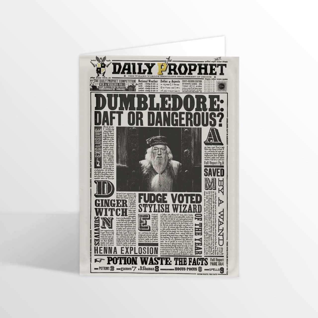Dumbledore: Daft or Dangerous? Lenticular Notecard - Olleke Wizarding Shop Amsterdam Brugge London