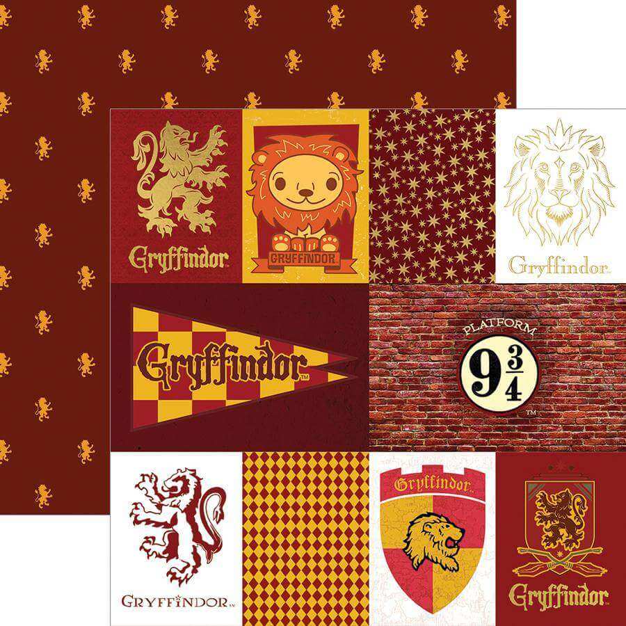 Harry Potter Gryffindor Tag Double Sided Embellished Paper - Olleke Wizarding Shop Amsterdam Brugge London