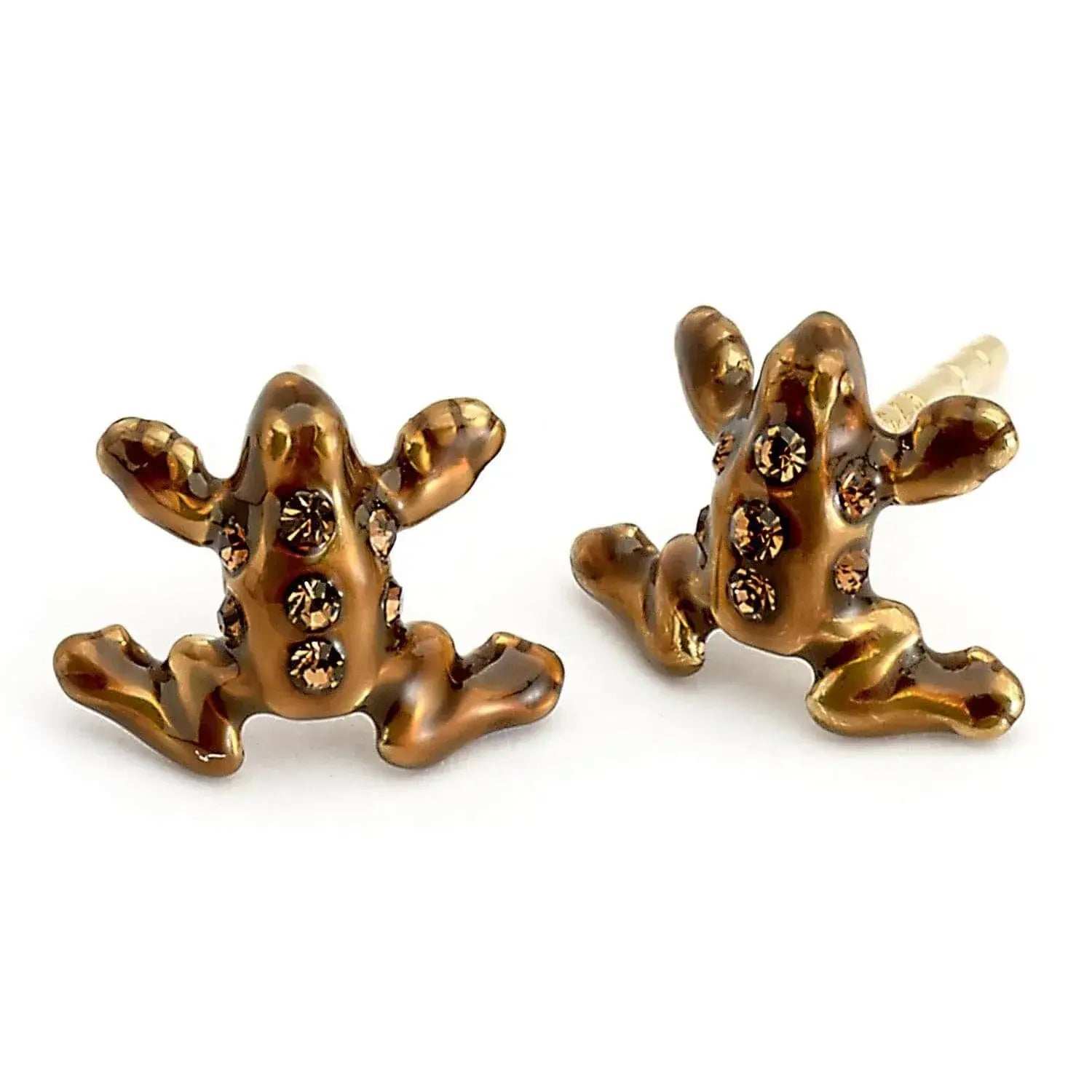 Harry Potter Sterling Silver Chocolate Frog Crystal Stud Earrings Embellished with Crystals - Olleke Wizarding Shop Amsterdam Brugge London