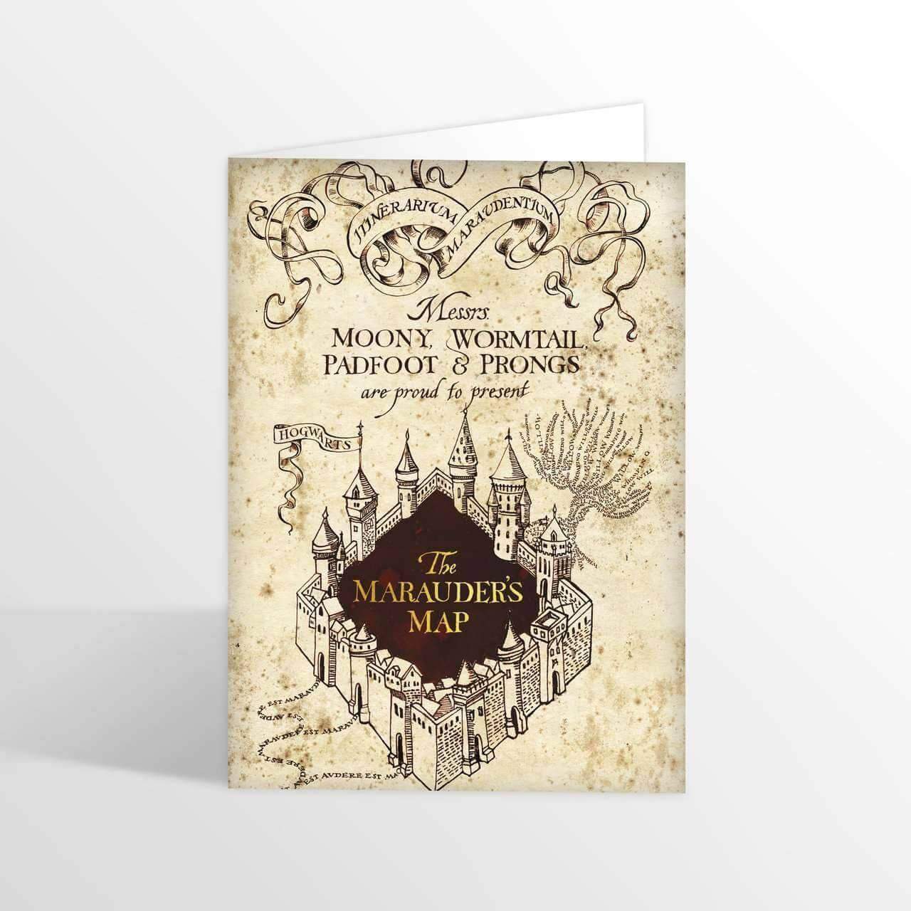 Marauder's Map Foiled Notecard - Olleke Wizarding Shop Amsterdam Brugge London