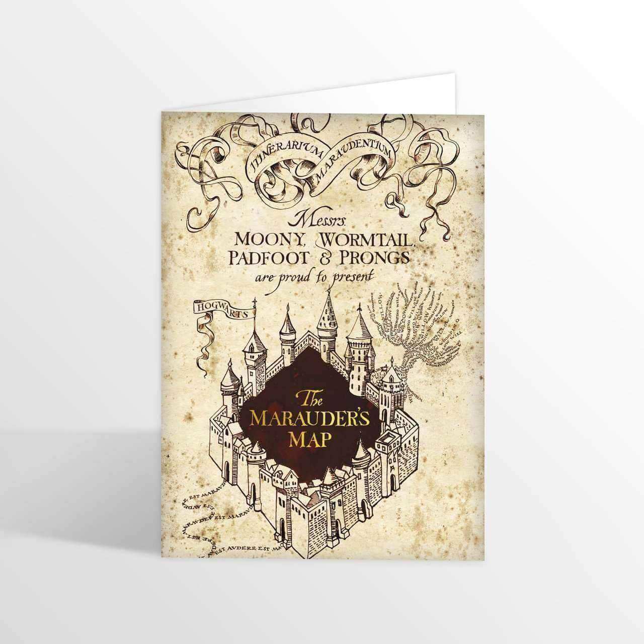 Marauder's Map Foiled Notecard - Olleke Wizarding Shop Amsterdam Brugge London