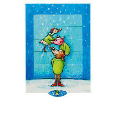 Christmas pile slide card - Olleke Wizarding Shop Amsterdam Brugge London