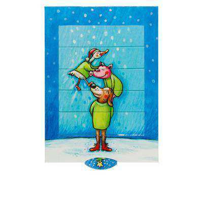Christmas pile slide card - Olleke Wizarding Shop Amsterdam Brugge London