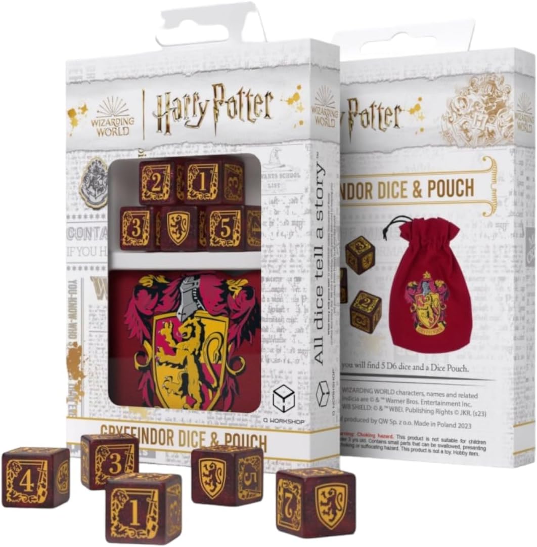 Harry Potter Gryffindor Dice & Pouch - Olleke Wizarding Shop Amsterdam