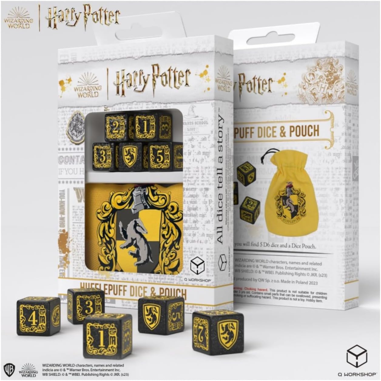 Harry Potter Hufflepuff Dice & Pouch - Olleke Wizarding Shop Amsterdam