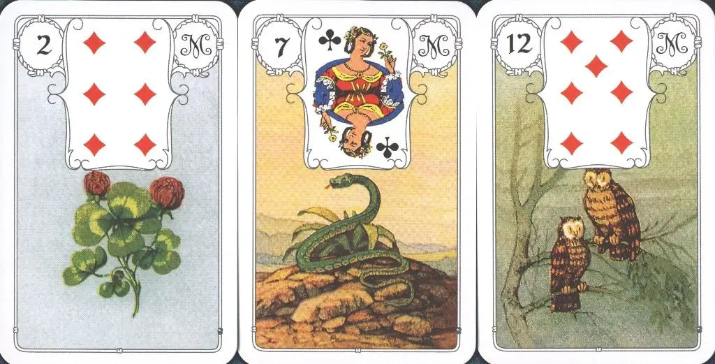 Mlle Lenormand Blue Owl (with symbols), English Edition - Olleke Wizarding Shop Amsterdam