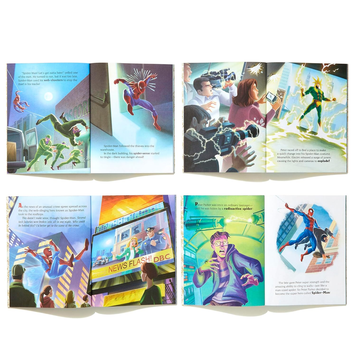 Spider-Man Little Golden Book Library (Marvel): Spider-Man!; Trapped by the Green Goblin; The Big Freeze!; High Voltage!; Night of the Vulture! - Olleke Wizarding Shop Amsterdam