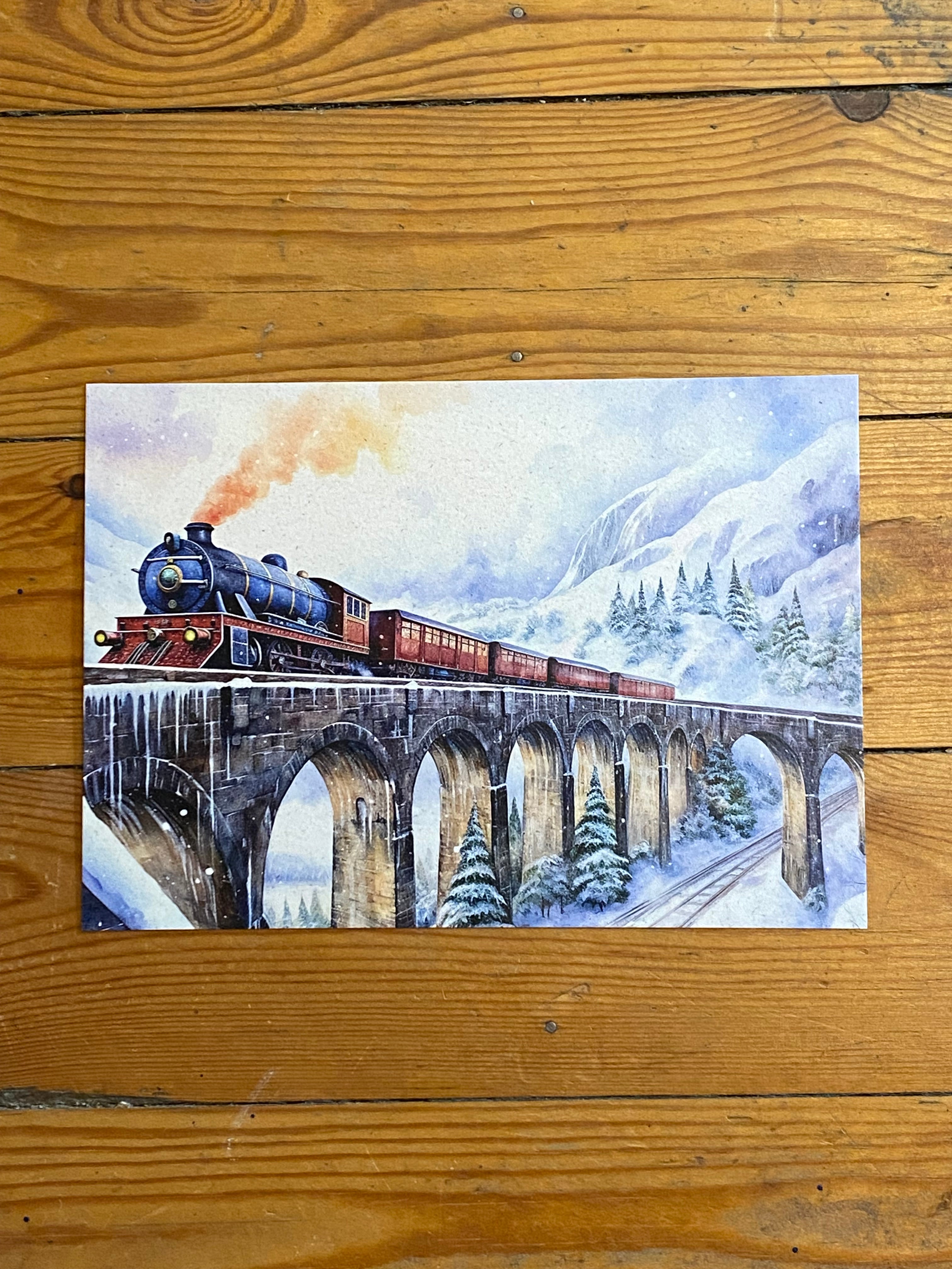 Train Christmas Art Print - Olleke Wizarding Shop Amsterdam