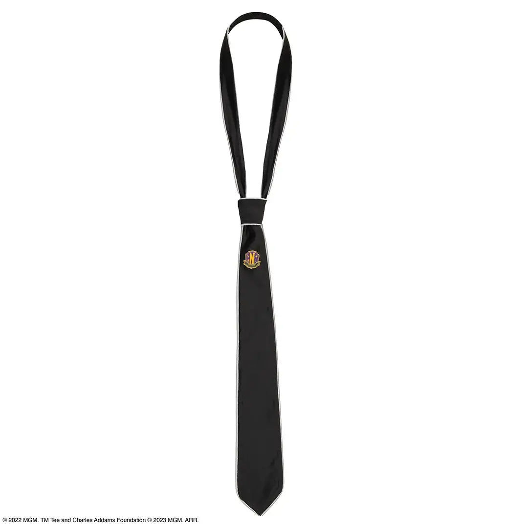 Wednesday Necktie Deluxe Nevermore Academy with pin - Olleke Wizarding Shop Amsterdam
