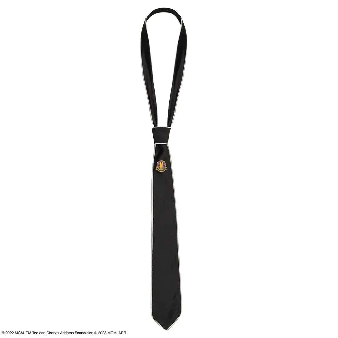 Wednesday Necktie Deluxe Nevermore Academy with pin - Olleke Wizarding Shop Amsterdam