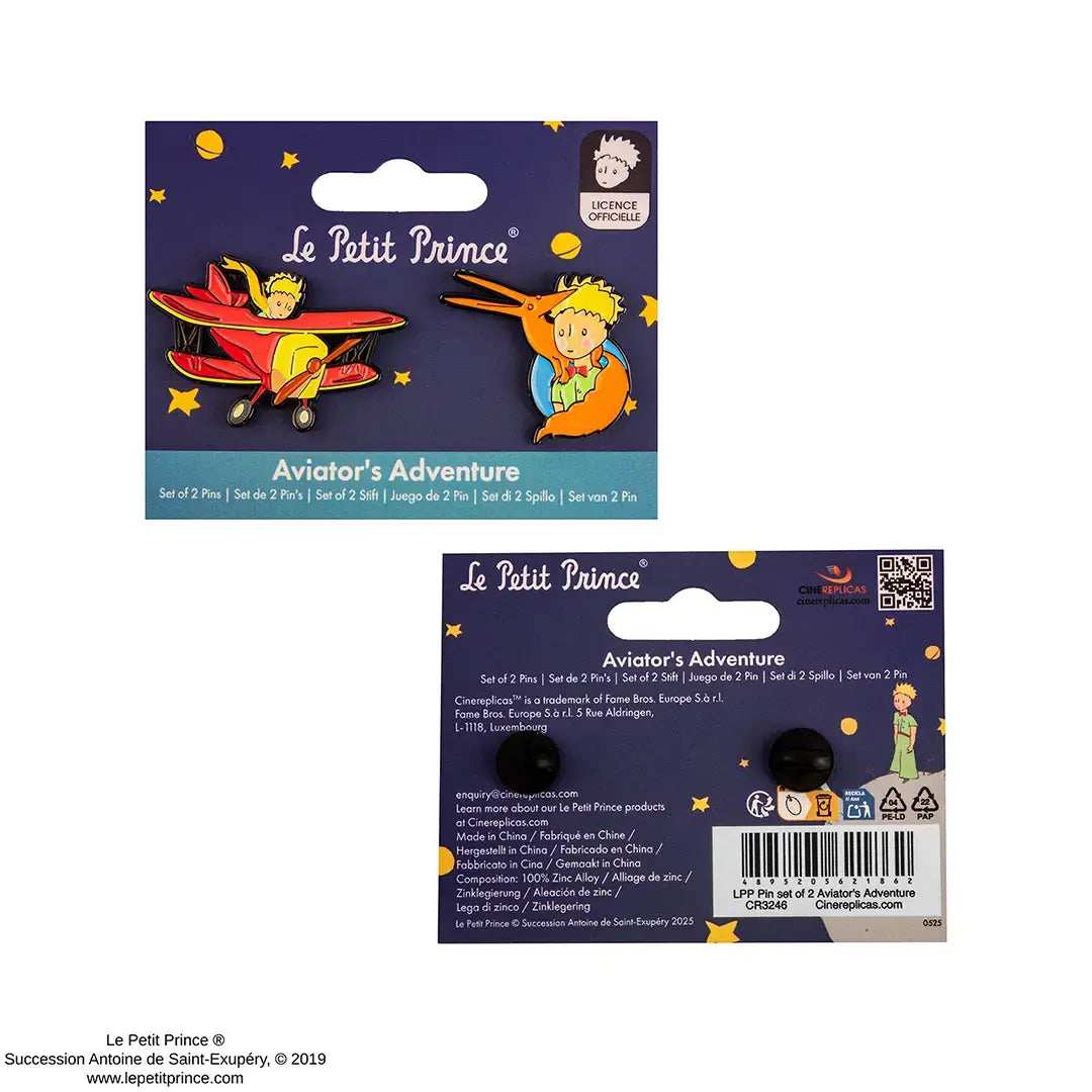 The Little Prince Set of 2 pins Aviator’s adventure - Olleke Wizarding Shop Amsterdam