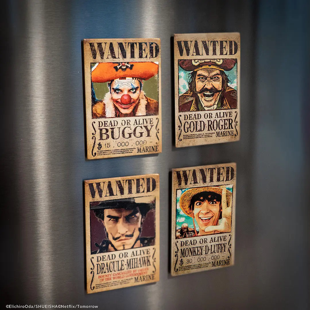 One Piece Set 4 magnets Wanted - Olleke Wizarding Shop Amsterdam