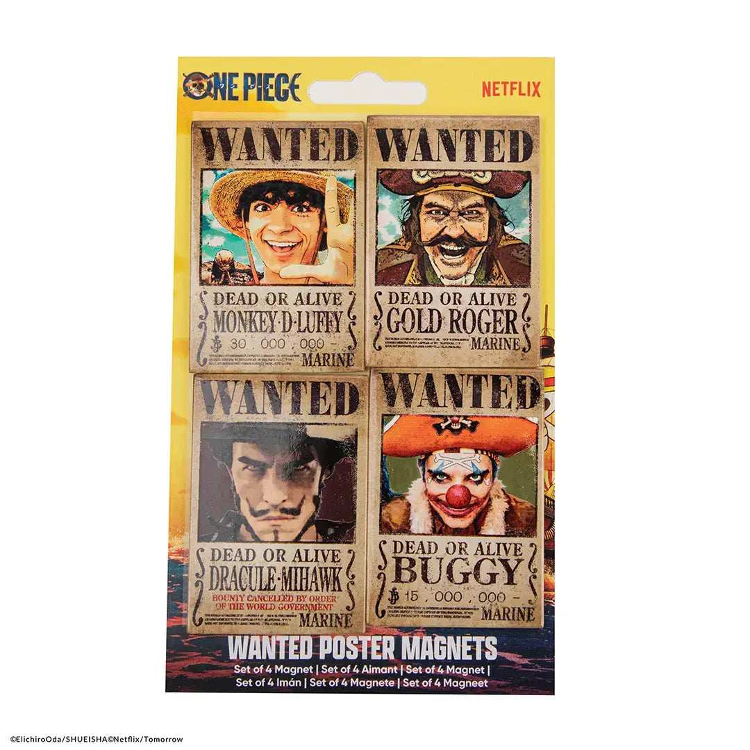 One Piece Set 4 magnets Wanted - Olleke Wizarding Shop Amsterdam