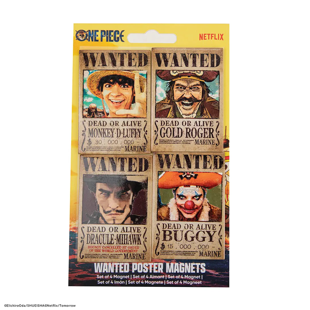 One Piece Set 4 magnets Wanted - Olleke Wizarding Shop Amsterdam