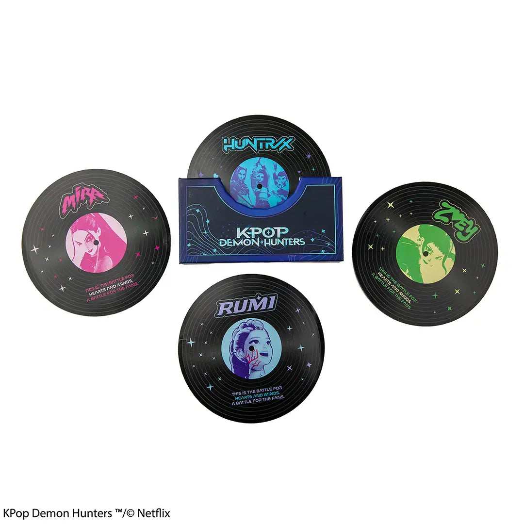KPop Demon Hunters Set of 4 coasters - Hunters and demons Soundtrack - Olleke Wizarding Shop Amsterdam