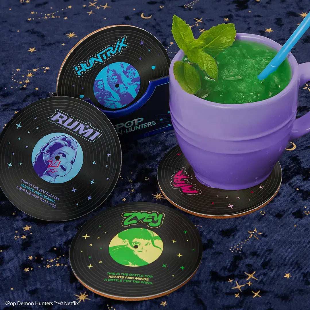KPop Demon Hunters Set of 4 coasters - Hunters and demons Soundtrack - Olleke Wizarding Shop Amsterdam