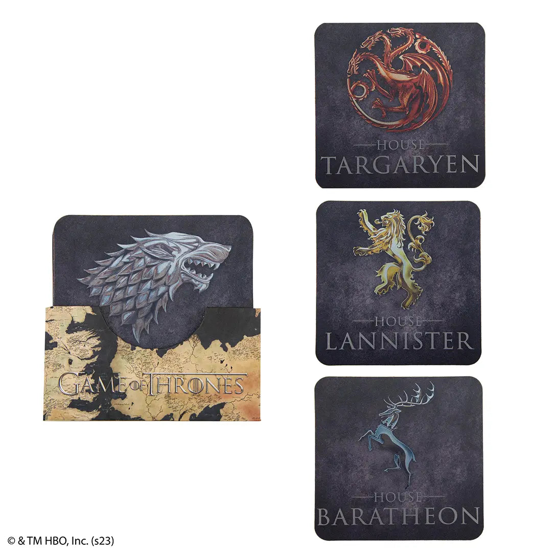Game of Thrones Set of 4 coasters Houses of Westeros - Olleke Wizarding Shop Amsterdam