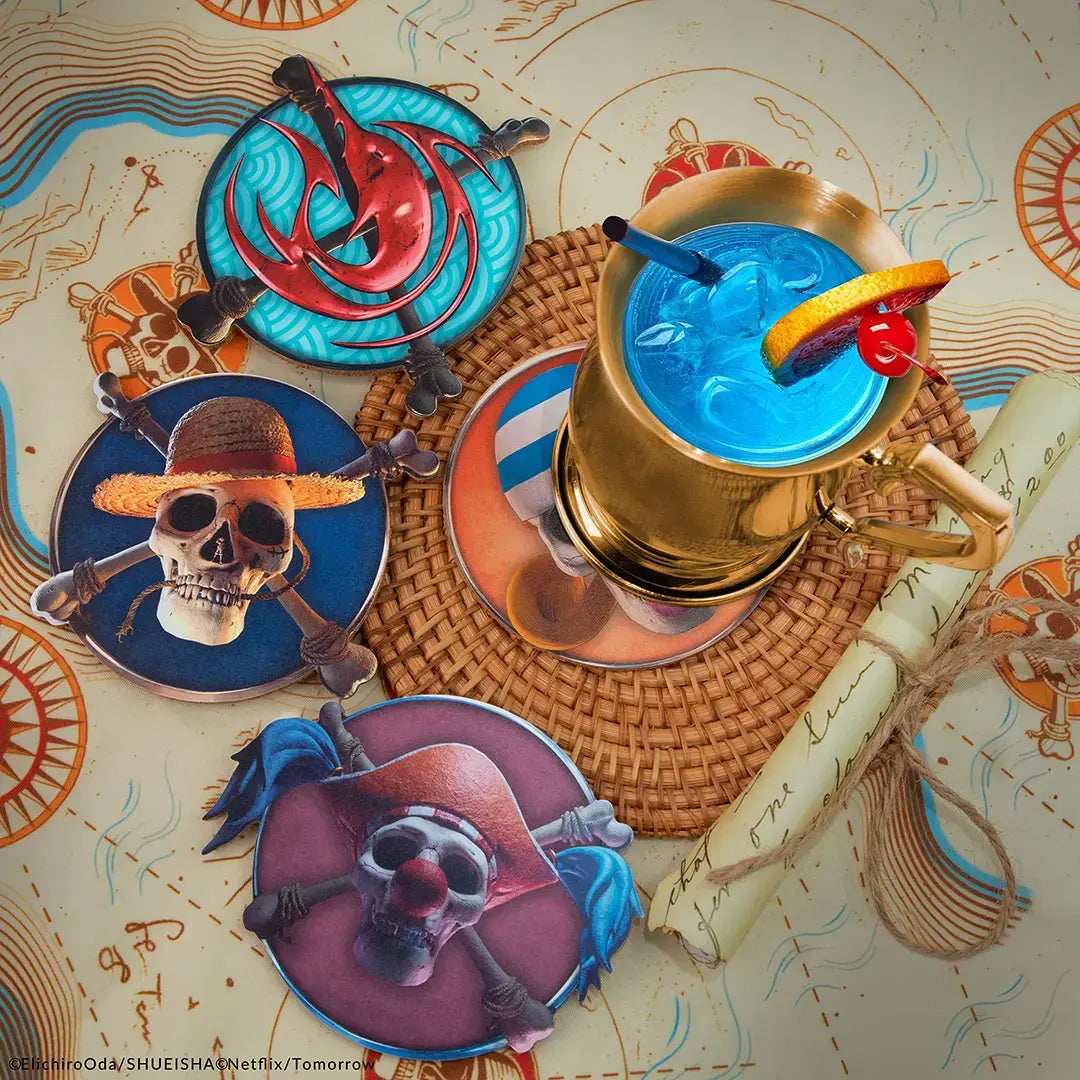 One Piece Set of 4 coasters Characters 1 - Olleke Wizarding Shop Amsterdam