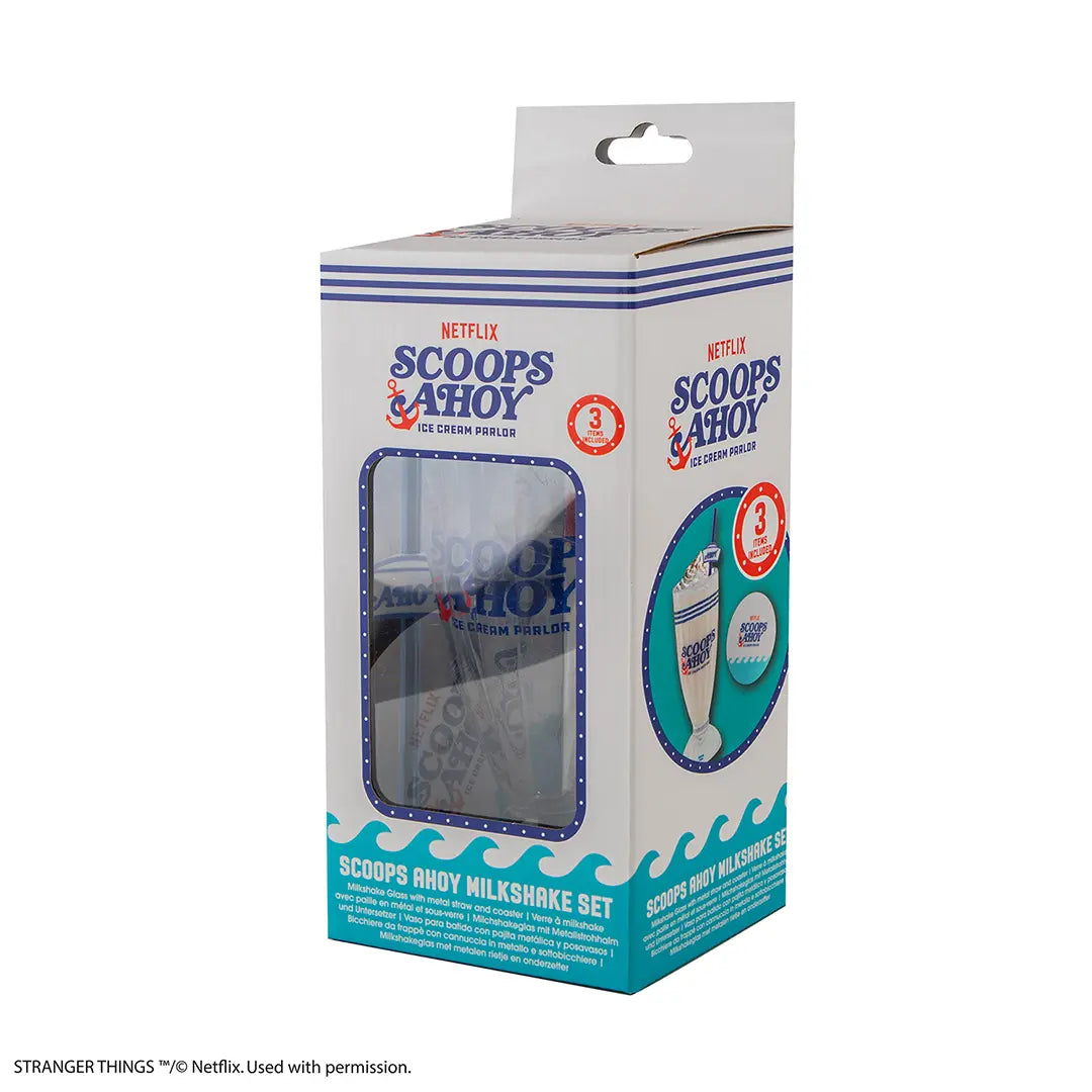 Stranger Things Milkshake glass and straw Scoops Ahoy