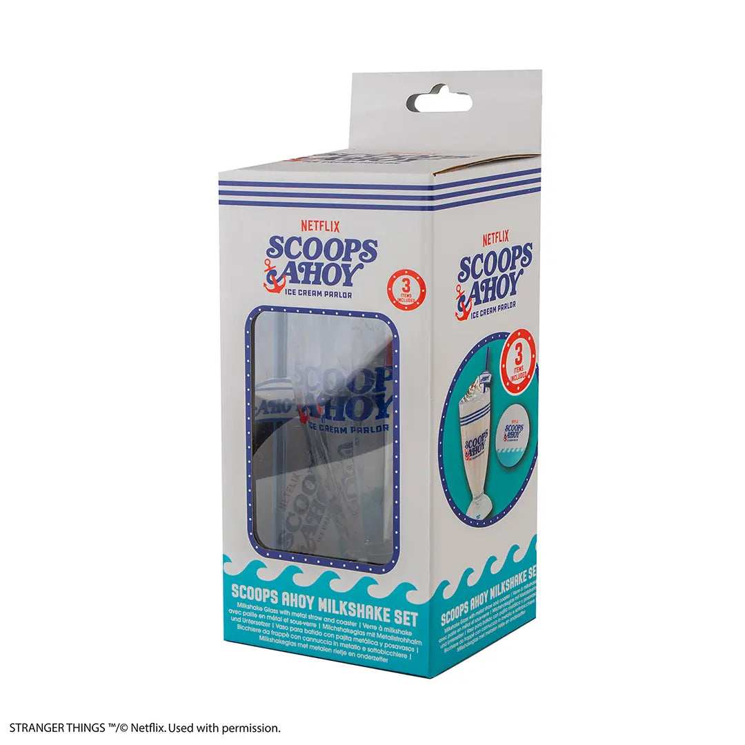 Stranger Things Milkshake glass and straw Scoops Ahoy