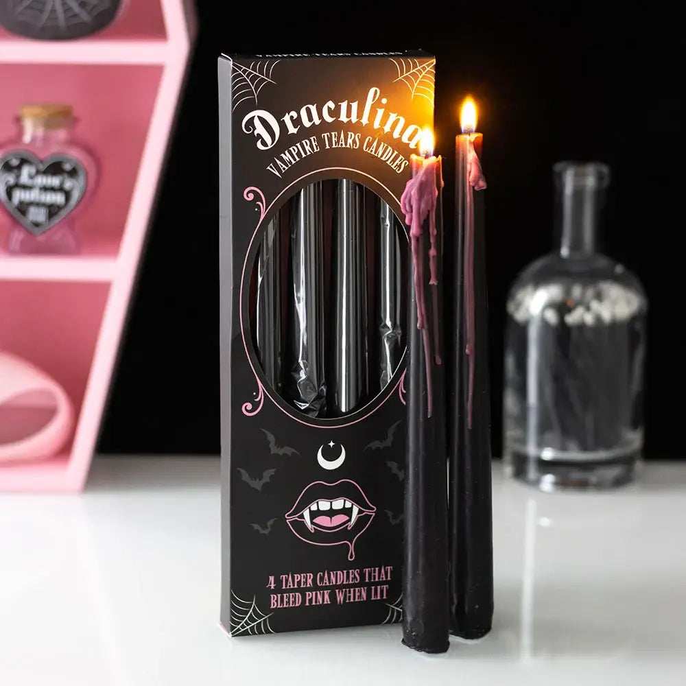 Set of 4 Pink Vampire Tears Taper Candles - Olleke Wizarding Shop Amsterdam