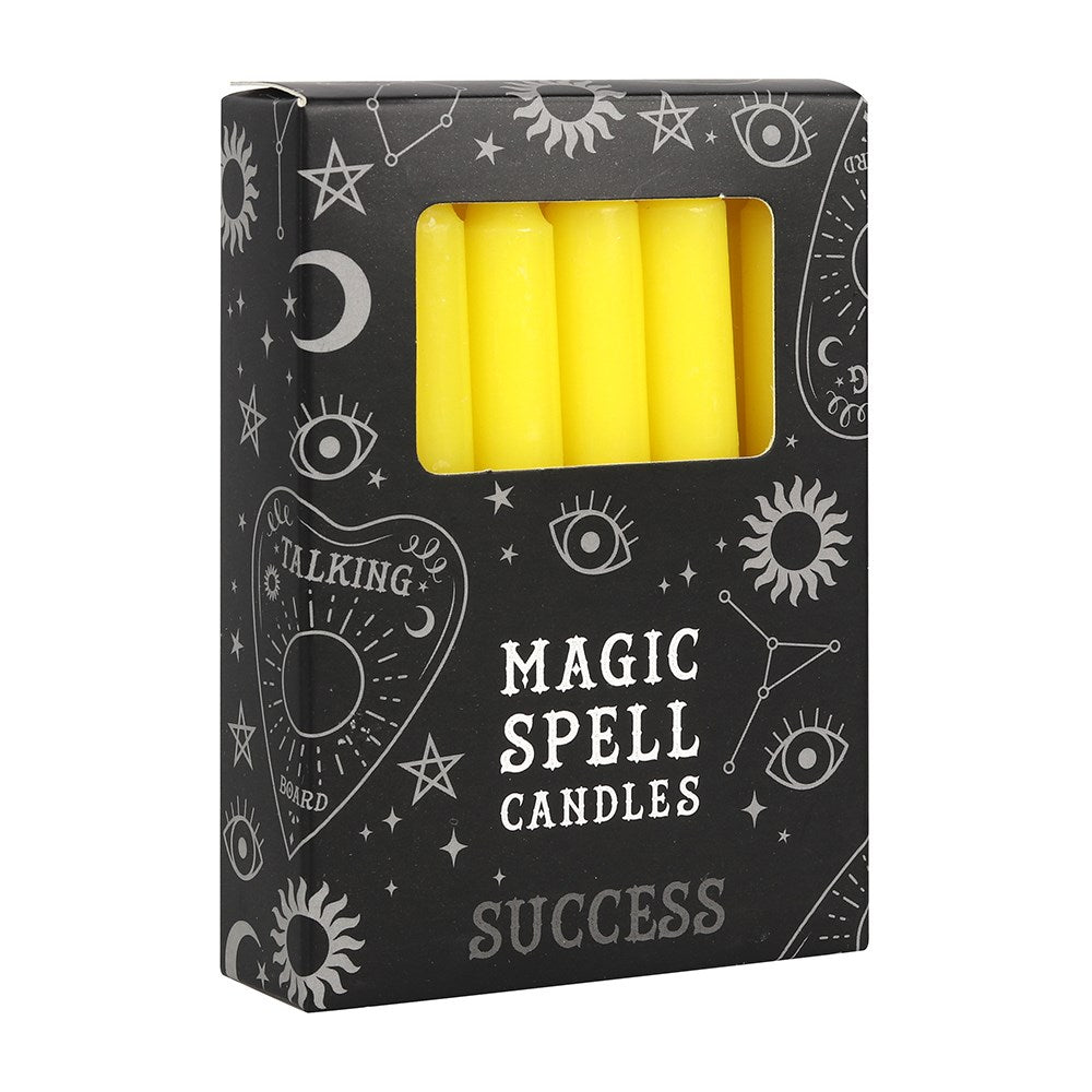 Spell Candles Pack of 12 Yellow - Success - Olleke Wizarding Shop Amsterdam