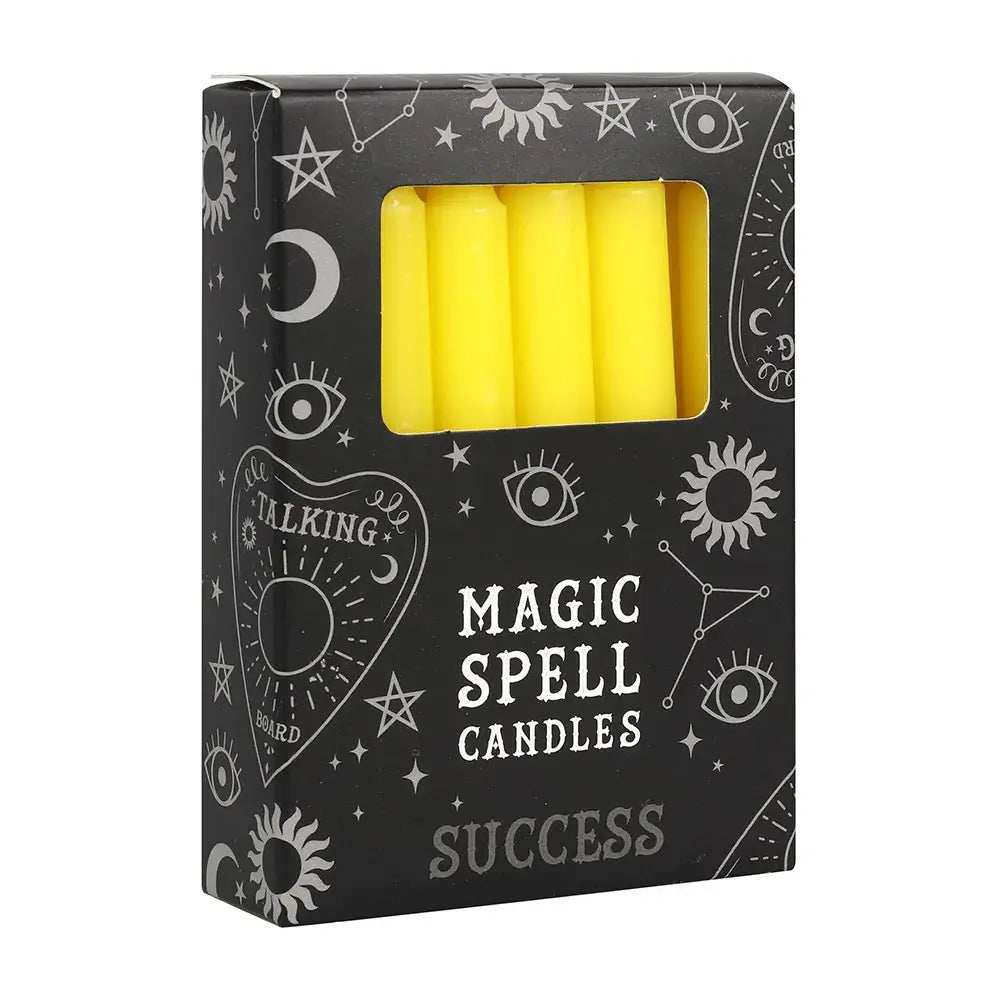 Spell Candles Pack of 12 Yellow - Success - Olleke Wizarding Shop Amsterdam