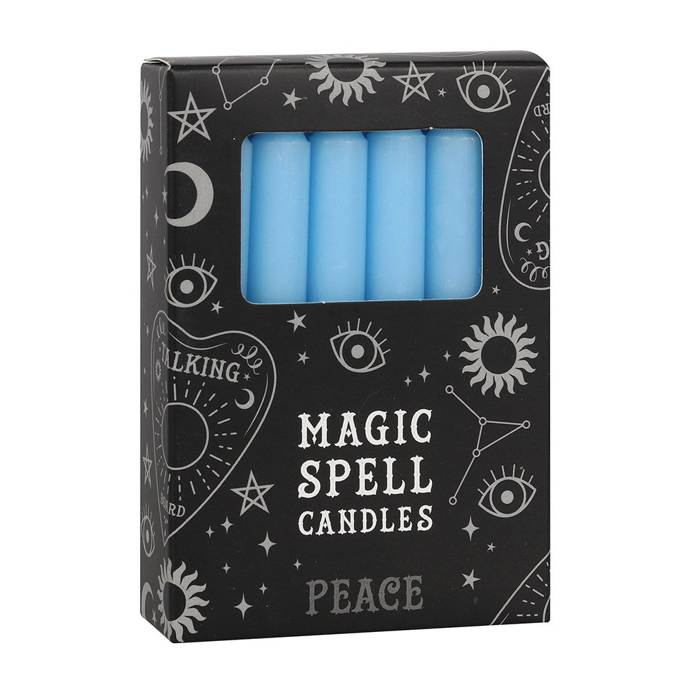 Spell Candles Pack of 12 Light Blue - Peace - Olleke Wizarding Shop Amsterdam