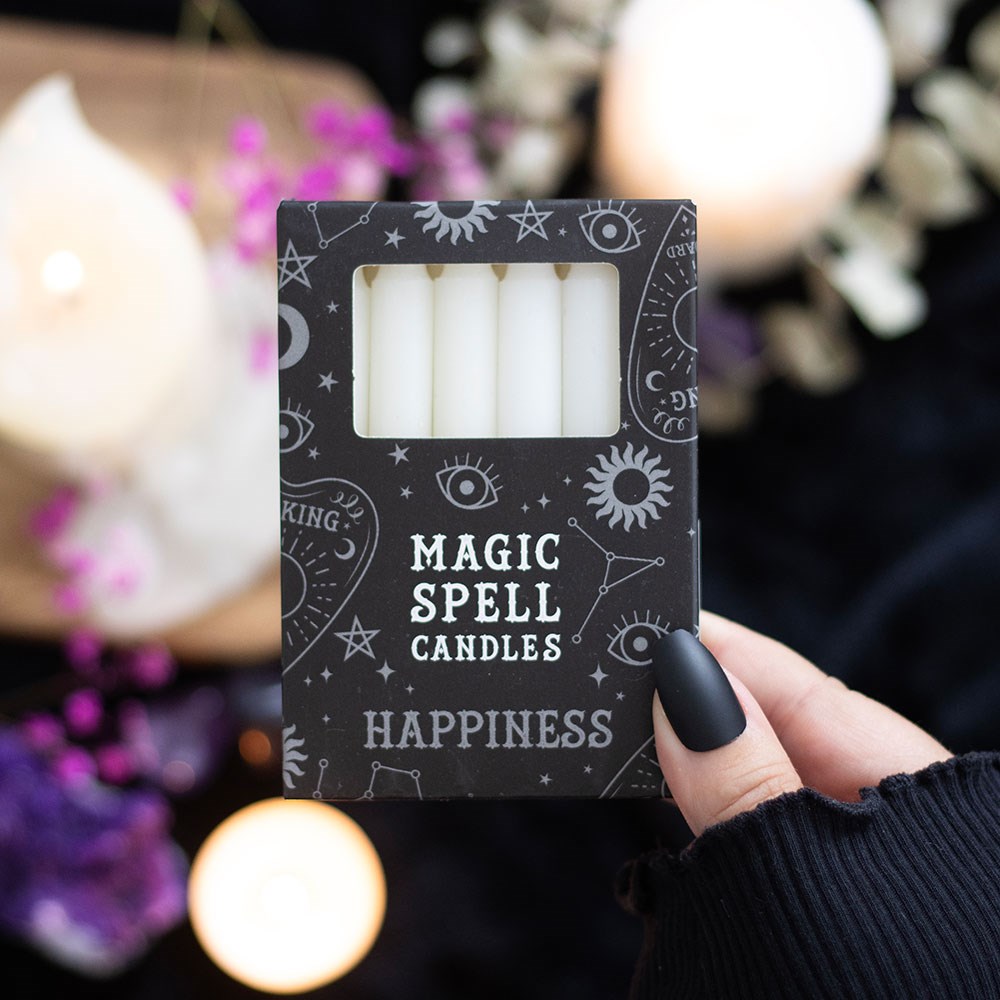 Spell Candles White 'Happiness' - Olleke Wizarding Shop Amsterdam
