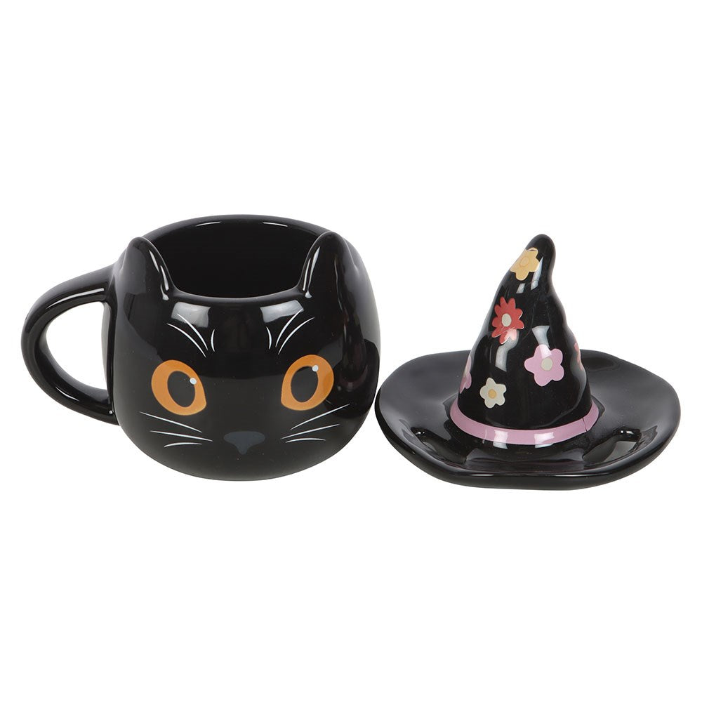 Groovy Witch Cat Lidded Mug - Olleke Wizarding Shop Amsterdam