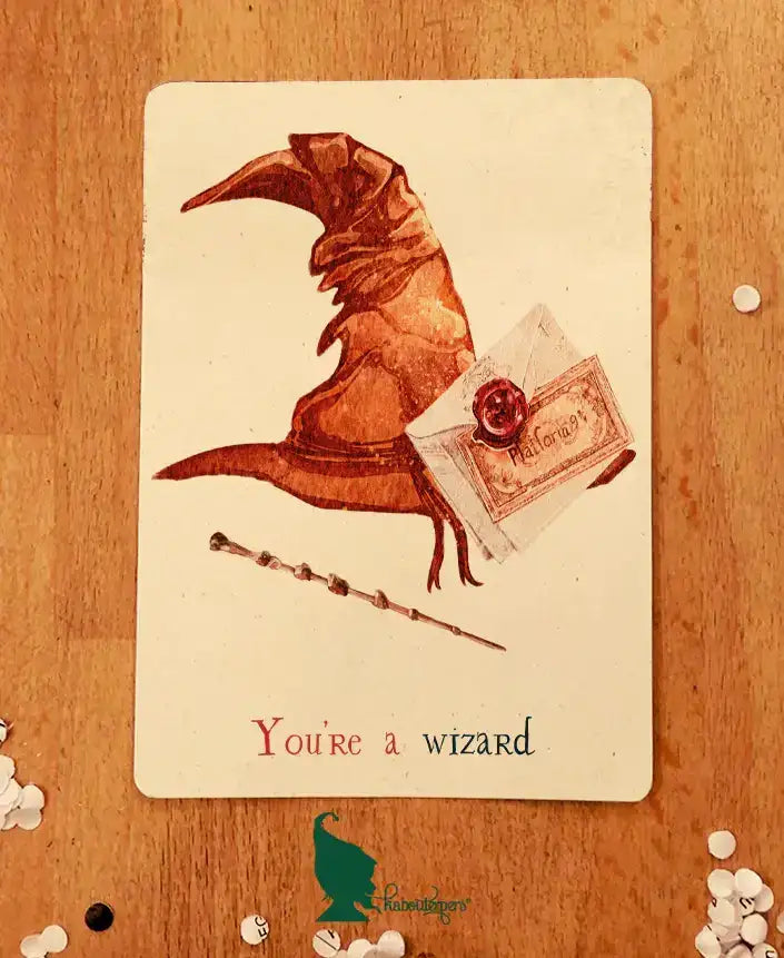 Colorful "You're a Wizard" stationery set by Kabouterpers, includes pens, notepads, and accessories for magical note-taking.