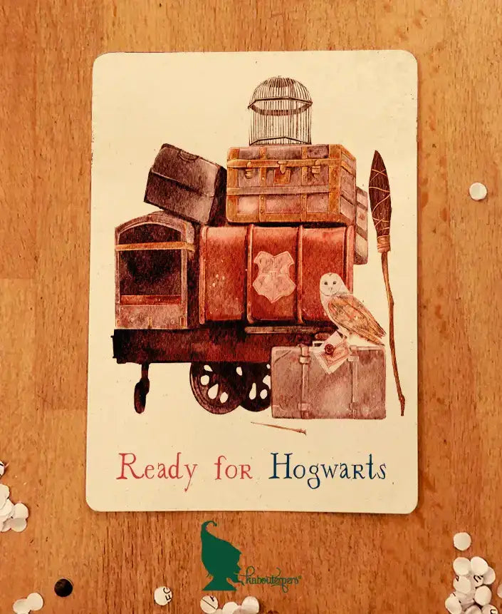 Set of Harry Potter-themed stationery including notebooks, pens, and stickers from Kabouterpers' Ready for Hogwarts collection.