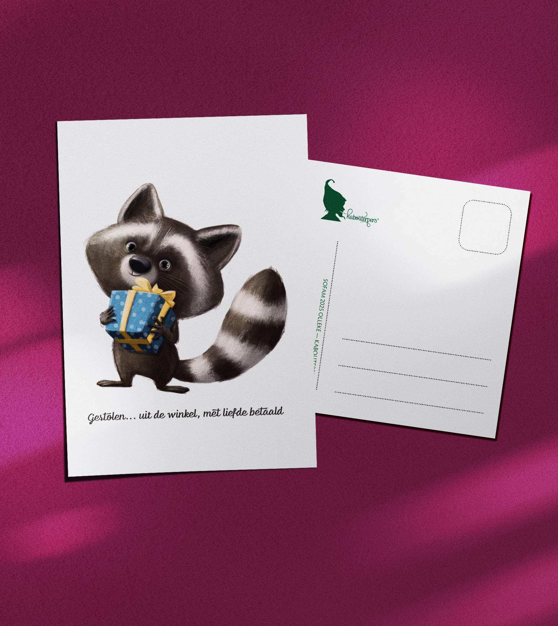 Baby postcard Gestolen... uit de winkel, met liefde betaald - Olleke Wizarding Shop Amsterdam