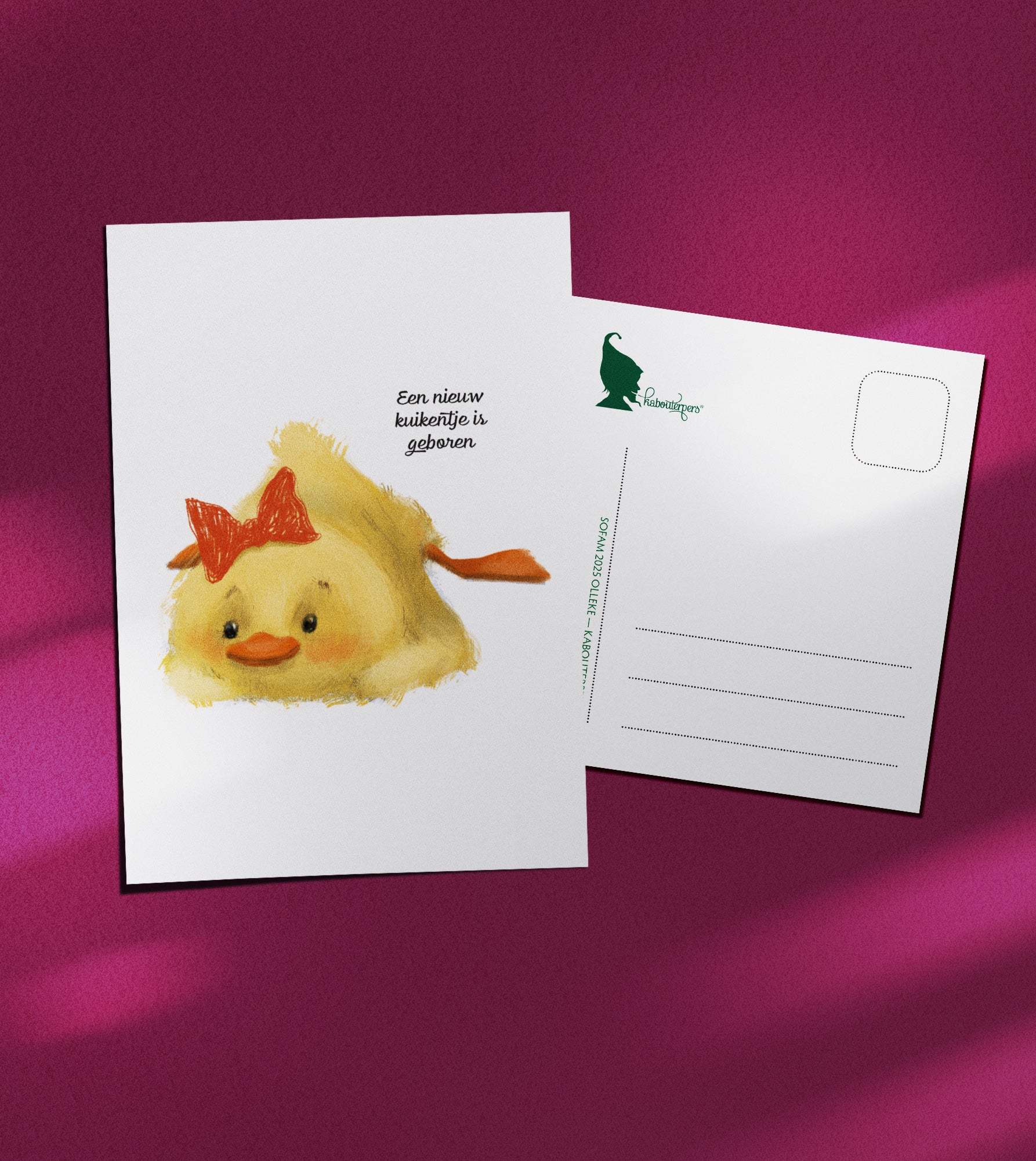 Baby postcard Een nieuw kuikentje - Olleke Wizarding Shop Amsterdam