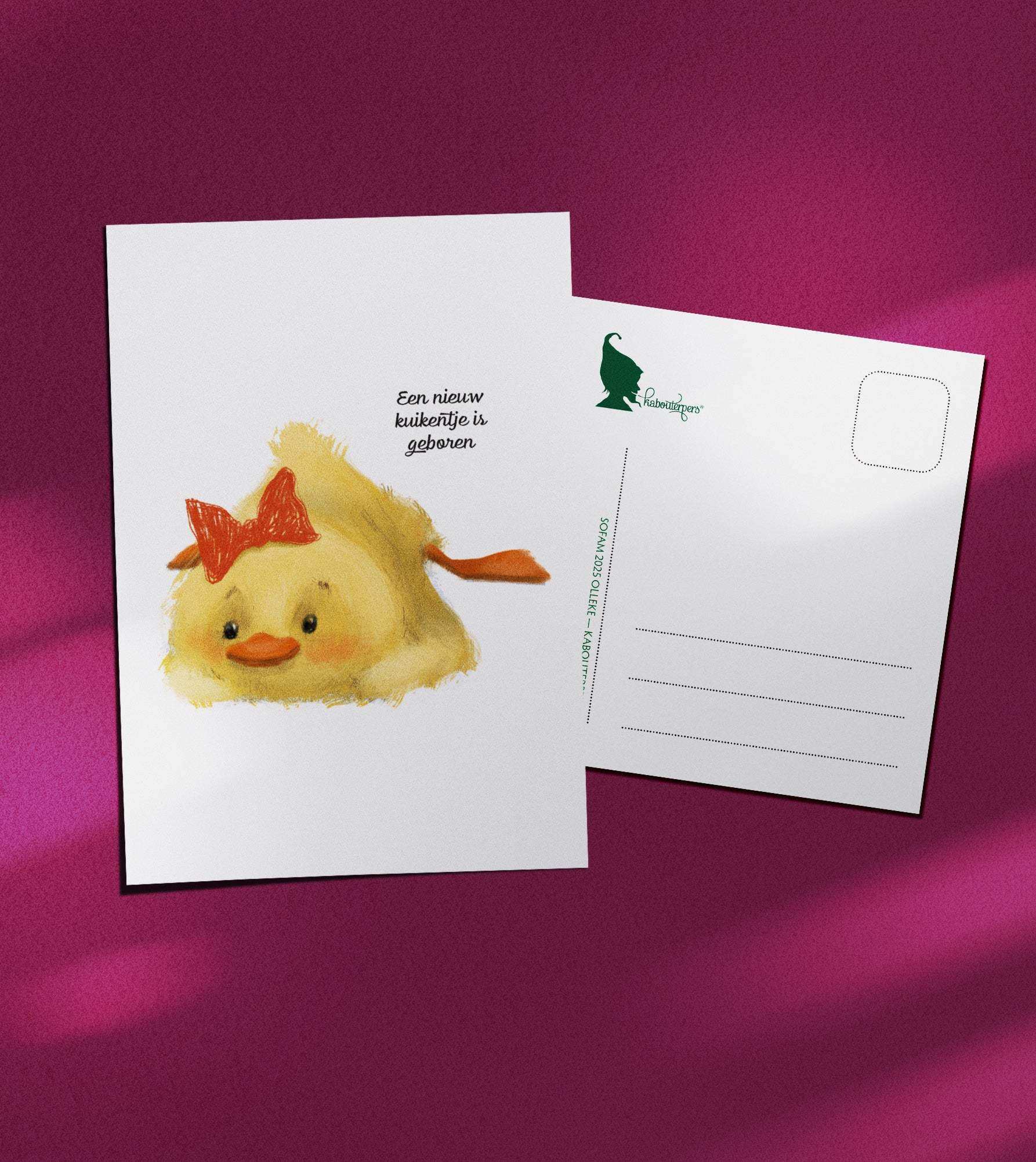 Baby postcard Een nieuw kuikentje - Olleke Wizarding Shop Amsterdam