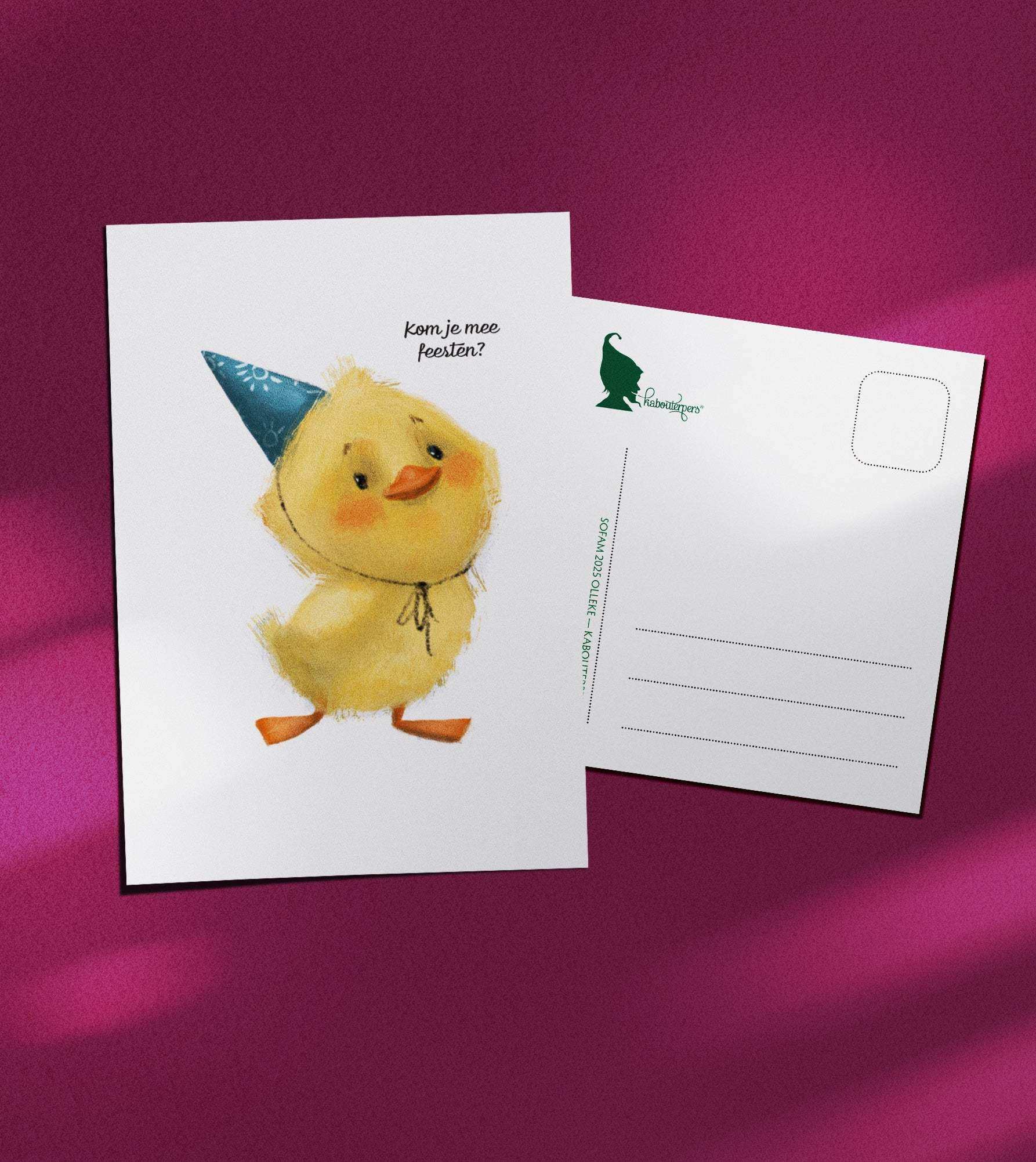 Baby postcard Meefeesten - Olleke Wizarding Shop Amsterdam
