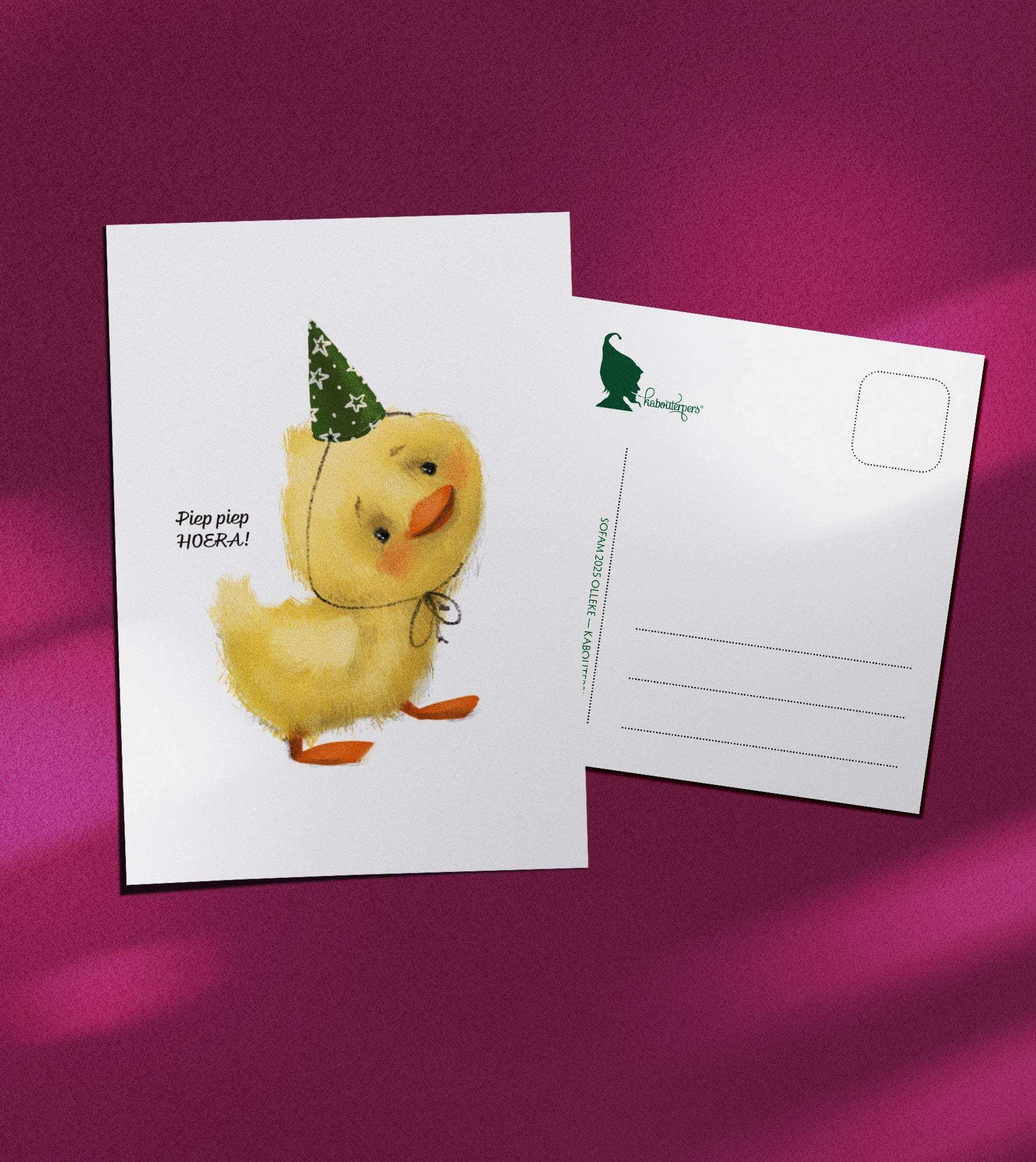 Baby postcard Piep piep hoera - Olleke Wizarding Shop Amsterdam