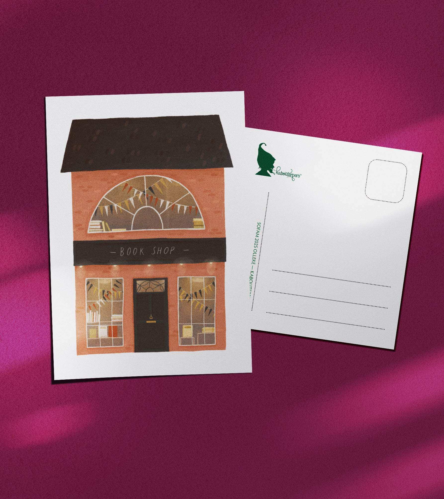 Booklover postcard Book shop (blanco) - Olleke Wizarding Shop Amsterdam