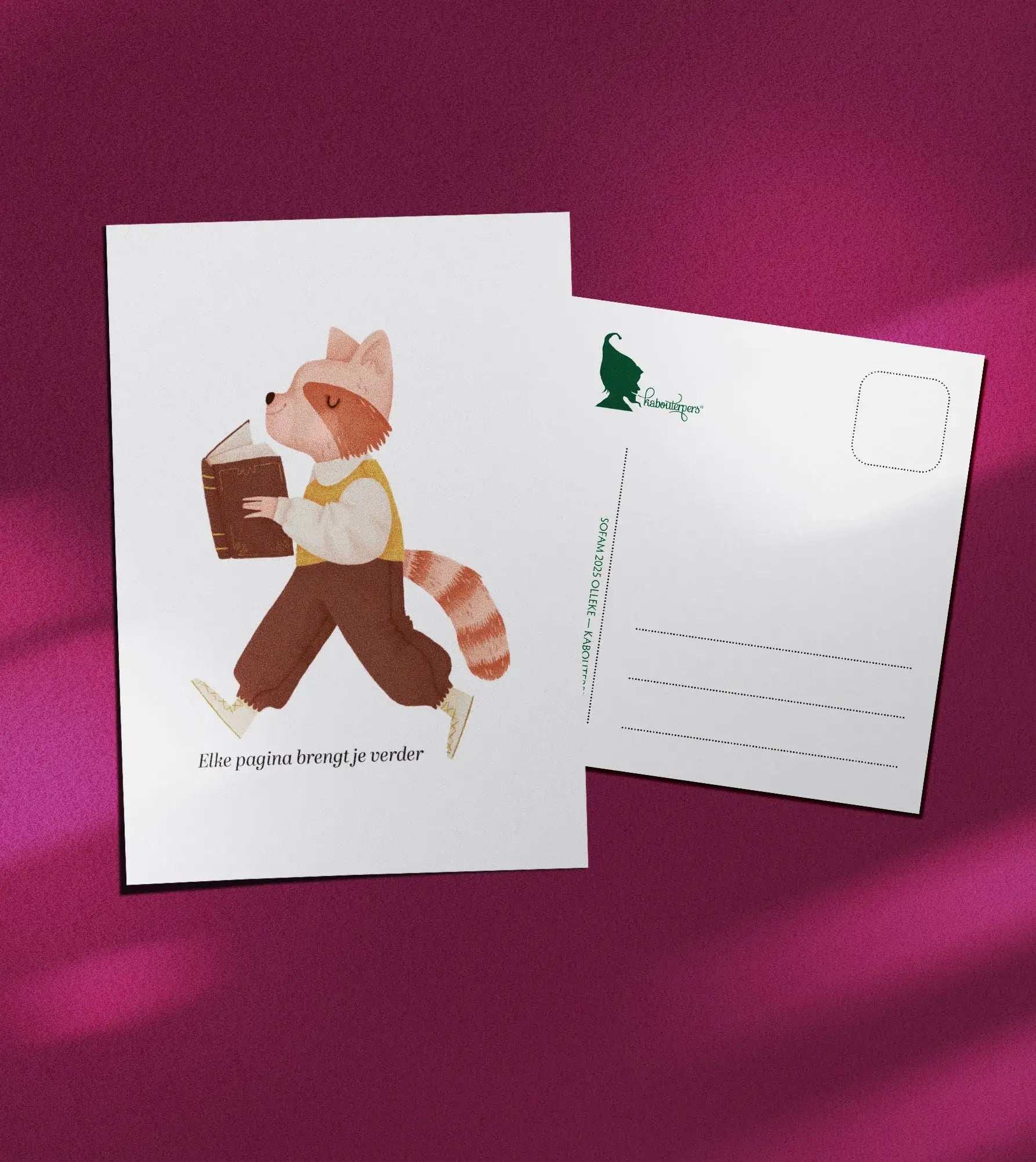 Booklover postcard Elke pagina brengt je verder - Olleke Wizarding Shop Amsterdam