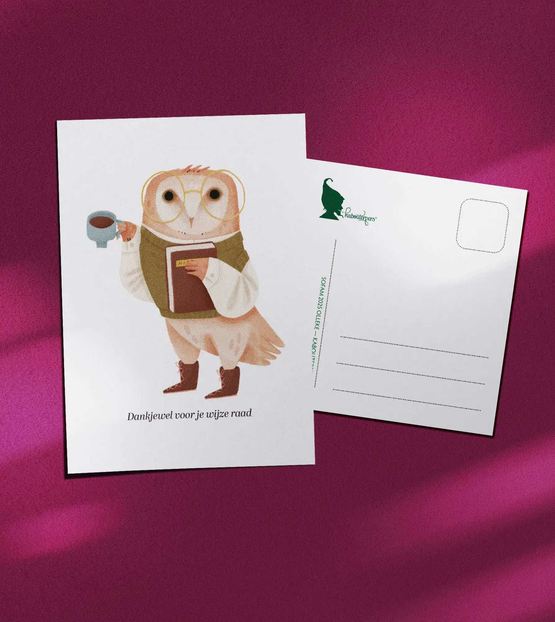 Booklover postcard Dankjewel voor je wijze raad - Olleke Wizarding Shop Amsterdam