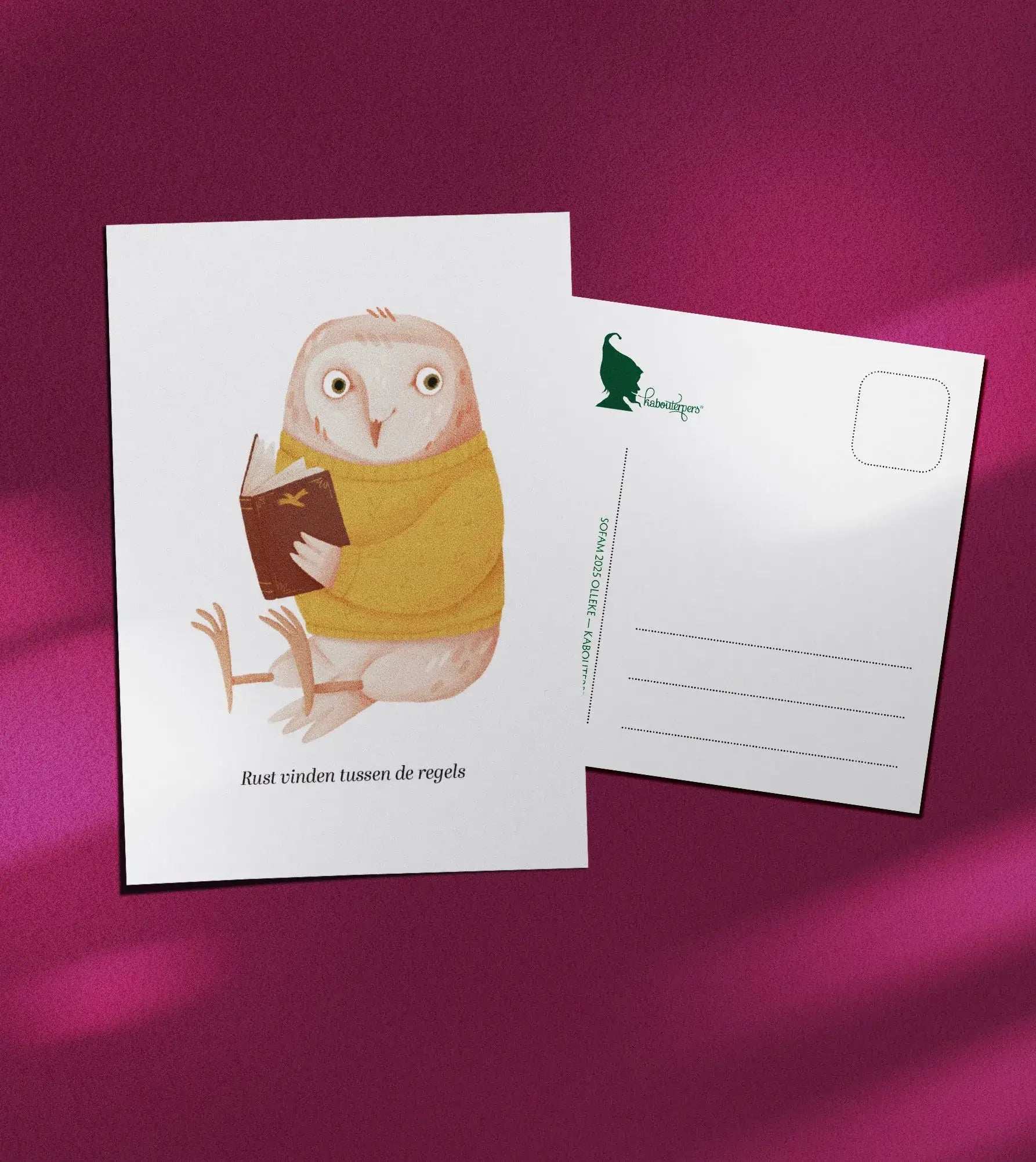 Booklover postcard Rust vinden tussen de regels - Olleke Wizarding Shop Amsterdam