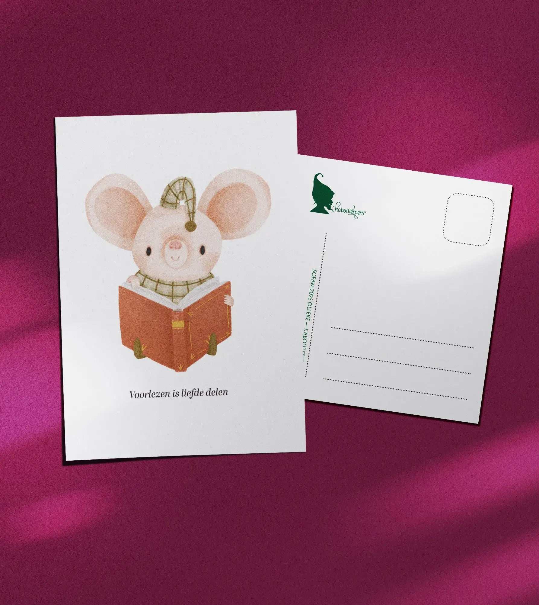 Booklover postcard Voorlezen is liefde delen - Olleke Wizarding Shop Amsterdam
